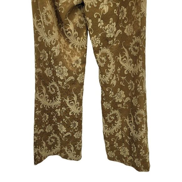 Vintage Lillie Rubin Brocade High-Rise Flare Pants 2 Bronze Paisley Retro 70s - Picture 7 of 11